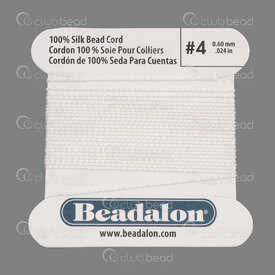 1001-0211 - Beadalon Silk Thread With Needle attached Size 05 0.60mm White 2m 1001-0211,Threads and Cords,Silk,Thread,With Needle attached,Size 05,0.60mm,White,2m,China,Beadalon,montreal, quebec, canada, beads, wholesale