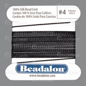 1001-0213 - Beadalon Silk Thread With Needle attached Size 04 0.60mm Black 2m 1001-0213,Threads and Cords,Silk,Silk,Thread,With Needle attached,Size 04,0.60mm,Black,2m,China,Beadalon,montreal, quebec, canada, beads, wholesale