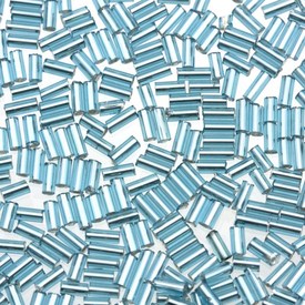 *A-1002-23B - Seed Bead Bugle #2 Aquamarine Silver Lined 1 Box (app. 80 gr.) *A-1002-23B,Bead,Seed Bead,Glass,#2,Cylinder,Bugle,Blue,Aquamarine,Silver Lined,China,1 Box (app. 80 gr.),montreal, quebec, canada, beads, wholesale