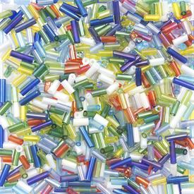 *A-1002-MIX03 - Bead Seed Bead Bugle #2 Rainbow Mix 1 Box (app. 65 gr.) *A-1002-MIX03,Beads,Seed beads,Chinese,Bead,Seed Bead,Glass,#2,Cylinder,Bugle,Mix,Rainbow Mix,China,1 Box (app. 65 gr.),montreal, quebec, canada, beads, wholesale
