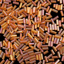 *A-1003-B03 - Glass Bead Seed Bead Bugle #3 Fire Opal AB 1 Box (app. 80 gr.) *A-1003-B03,Weaving,Seed beads,Chinese,Bead,Seed Bead,Glass,Glass,#3,Cylinder,Bugle,Fire Opal,AB,China,1 Box (app. 80 gr.),montreal, quebec, canada, beads, wholesale