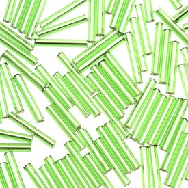 *M-1005-27 - Seed Bead Bugle #5 Green Silver Lined 500gr *M-1005-27,Beads,Bead,Seed Bead,Glass,#5,Cylinder,Bugle,Green,Green,Silver Lined,China,500gr,montreal, quebec, canada, beads, wholesale