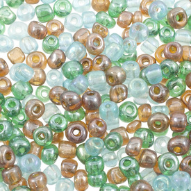 *A-1060-F11 - Glass Bead Seed Bead 6/0 Green Mix 1 Box (app. 110 gr.) *A-1060-F11,Weaving,Seed beads,Nb 6,montreal, quebec, canada, beads, wholesale