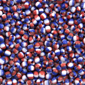 *M-1060-F17 - Glass Bead Seed Bead 6/0 3 Shades Blue/White/Red 500gr *M-1060-F17,500gr,Bead,Seed Bead,Glass,6/0,Blue/White/Red,3 Shades,China,500gr,montreal, quebec, canada, beads, wholesale