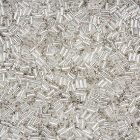 1101-6100-01 - Glass Seed Bead Bugle #1 3mm Miyuki Crystal Silver Lined 25g Japan BGL1-9001 1101-6100-01,billes 3mm,montreal, quebec, canada, beads, wholesale