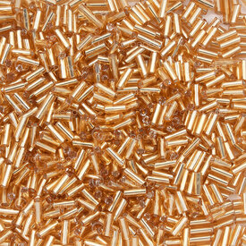 1101-6201-024.5 - Bille de Verre Perle de Rocaille Tubulaire #2 4.5mm Or Centre Argente Sac 90g 1101-6201-024.5,ars,montreal, quebec, canada, beads, wholesale