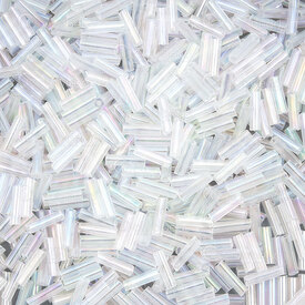 1101-6201-03 - Glass Seed Bead Bugle #2 6mm Crystal AB 90gr Bag 1101-6201-03,Weaving,Seed beads,Bugles,montreal, quebec, canada, beads, wholesale