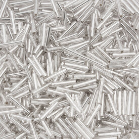 1101-6301-01 - Bille de Verre Perle de Rocaille Tubulaire #3 9mm Cristal Centre Argente Sac 90g 1101-6301-01,Tissage,Perles de rocaille,Tubes,montreal, quebec, canada, beads, wholesale