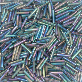 1101-6301-05 - Glass Seed Bead Bugle #3 9mm Green-Purple Iris 90gr Bag 1101-6301-05,Weaving,Seed beads,Bugles,montreal, quebec, canada, beads, wholesale