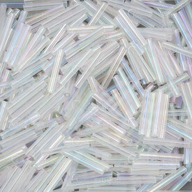 1101-6501-03 - Bille de Verre Perle de Rocaille Tubulaire #5 12mm Cristal AB Sac 90g 1101-6501-03,glass beads,montreal, quebec, canada, beads, wholesale