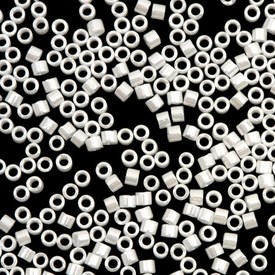 *1101-7533 - Glass Delica Seed Bead 11/0 Miyuki Lustred White Pearl Opaque 10g Japan *1101-7533,Delica,Seed Bead,Glass,Glass,11/0,Cylinder,White,White Pearl,Lustred,Opaque,Japan,Miyuki,10g,montreal, quebec, canada, beads, wholesale