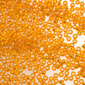 *1101-7601-09 - Glass Bead Seed Bead 11/0 Miyuki Orange Silver Lined 50g Japan 11-98 *1101-7601-09,Bead,Seed Bead,Glass,Glass,11/0,Round,Orange,Orange,Silver Lined,Japan,Miyuki,50g,11-98,montreal, quebec, canada, beads, wholesale