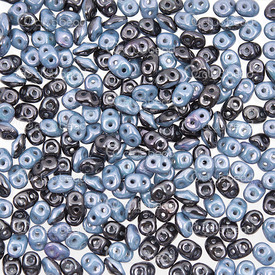 1101-7850-15 - Glass Bead Seed Bead Superduo Duets Preciosa 2.5x5mm Black/Blue Luster 2 Holes App. 24g Czech Republic DU0503849-14464 1101-7850-15,Beads,2.5X5MM,Bead,Seed Bead,Glass,Glass,2.5X5MM,Superduo,Duets,Black/Blue,Luster,2 Holes,Czech Republic,Preciosa,montreal, quebec, canada, beads, wholesale