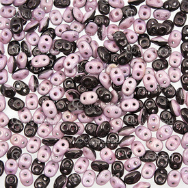 1101-7850-17 - Glass Bead Seed Bead Superduo Duets Preciosa 2.5x5mm Black/Lilac Luster 2 Holes App. 24g Czech Republic DU0503849-14494 1101-7850-17,Beads,Seed beads,2.5X5MM,Bead,Seed Bead,Glass,Glass,2.5X5MM,Superduo,Duets,Black/Lilac,Luster,2 Holes,Czech Republic,montreal, quebec, canada, beads, wholesale