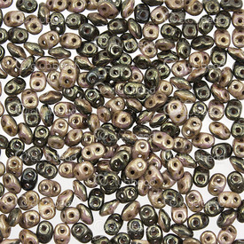 1101-7850-19 - Bille Perle de Rocaille Superduo Duets 2.5x5mm Noir/Bronze Lustré 2 Trous App. 24g République Tcheque DU0503849-15695 1101-7850-19,Tissage,Perles de rocaille,Tchèques,2.5X5MM,Bille,Perle de Rocaille,Verre,Verre,2.5X5MM,Superduo,Duets,Black/Bronze,Luster,2 Trous,montreal, quebec, canada, beads, wholesale