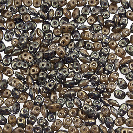 1101-7850-23 - Glass Bead Seed Bead Superdu0 Duets Preciosa 2.5x5mm Navy/Ivory Bronze Luster 2 Holes App. 24g Czech Republic DU0533413-15695 1101-7850-23,Clearance by Category,Seed Beads,Bead,Seed Bead,Glass,Glass,2.5X5MM,Superduo,Duets,Navy/Ivory Bronze,Luster,2 Holes,Czech Republic,Preciosa,montreal, quebec, canada, beads, wholesale