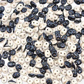 1101-7850-27 - Glass Bead Seed Bead Superduo Duets Preciosa 2.5x5mm Black/White Beige Luster 2 Holes App. 24g Czech Republic DU0503849-14413 1101-7850-27,Clearance by Category,Seed Beads,Bead,Seed Bead,Glass,Glass,2.5X5MM,Superduo,Duets,Black/White Beige,Luster,2 Holes,Czech Republic,Preciosa,montreal, quebec, canada, beads, wholesale