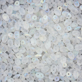 1101-7850-45 - Glass Bead Seed Bead Superduo Duets Preciosa 2.5x5mm Crystal AB Matte 2 Holes App. 24g Czech Republic DU0500030-28771 1101-7850-45,Weaving,Seed beads,Czech,montreal, quebec, canada, beads, wholesale