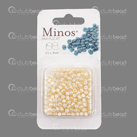 1101-8020-03 - Glass Bead Minos 2.5X3mm Puca Pastel Cream 10gr MNS253-02010-25039-R Czech Republic 1101-8020-03,montreal, quebec, canada, beads, wholesale