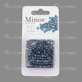 1101-8020-05 - Bille de Verre de Rocaille Minos 2.5X3mm Puca Tweedy Blue 10gr MNS253-23980-45706-R République Tchèque 1101-8020-05,montreal, quebec, canada, beads, wholesale