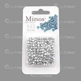 1101-8020-07 - Glass Bead Minos 2.5X3mm Puca Silver Alluminium Mat 10gr MNS253-00030-01700-R Czech Republic 1101-8020-07,Clearance by Category,Seed Beads,montreal, quebec, canada, beads, wholesale