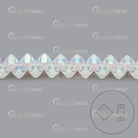 1101-8030-01 - Glass Bead Silky Square 5mm Crystal AB 2 Holes 2 String of 40 pcs Czech Republic SQ205-00030-28701 1101-8030-01,Beads,montreal, quebec, canada, beads, wholesale