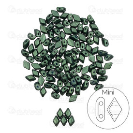 1101-8041-07 - Bille Perle de Rocaille Mini Gem Duo 6x4mm Vert Olive Fonce Eclat Or 2 Trous 0.8mm App. 8g République Tcheque GD6402010-24103 1101-8041-07,Billes,montreal, quebec, canada, beads, wholesale