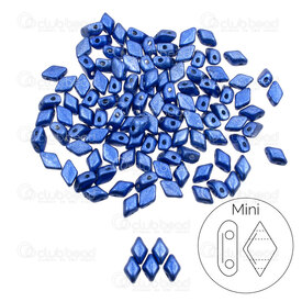 1101-8041-15 - Glass Bead Seed Bead Mini Gem Duo 6x4mm Metalust Crown Blue 2 Holes 0.8mm App. 8g Matubo Czech Republic GD6423980-24203 1101-8041-15,montreal, quebec, canada, beads, wholesale