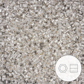 1101-8090-03 - Glass Hex Cut Delica Seed Bead 11/0 Miyuki Crystal Silver Lined 20gr Japan 1101-8090-03,Beads,Seed beads,Miyuki Delica,montreal, quebec, canada, beads, wholesale