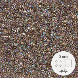 1101-9005 - Glass Delica Seed Bead Stellaris 2mm Crystal AB Amethyst Lined Dyed 22gr 1101-9005,am,montreal, quebec, canada, beads, wholesale