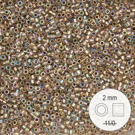 1101-9009 - Glass Delica Seed Bead Stellaris 2mm Crystal AB Metallic Coffee Lined Dyed 22gr 1101-9009,Crystal bead,montreal, quebec, canada, beads, wholesale