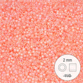 1101-9011 - Glass Delica Seed Bead Stellaris 2mm Crystal AB Peach Lined Dyed 22gr 1101-9011,Crystal bead,montreal, quebec, canada, beads, wholesale