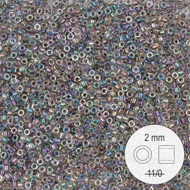 1101-9013 - Glass Delica Seed Bead Stellaris 2mm Crystal AB Iris Lined Dyed 22gr 1101-9013,Stellaris crystal,montreal, quebec, canada, beads, wholesale