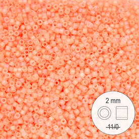 1101-9021 - Glass Delica Seed Bead Stellaris 2mm Matte Transparent Salmon AB Dyed 22gr 1101-9021,tran,montreal, quebec, canada, beads, wholesale