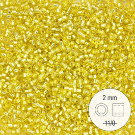 1101-9025 - Glass Delica Seed Bead Stellaris 2mm Yellow Silver Lined Dyed 22gr 1101-9025,Perles argents,montreal, quebec, canada, beads, wholesale