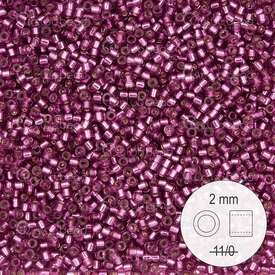 1101-9033 - Delica de Verre Perle de Rocaille 2mm Stellaris Fushia Centre Argente Teint 22gr 1101-9033,Billes,Perles de rocaille,Delica Stellaris,montreal, quebec, canada, beads, wholesale