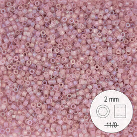 1101-9071 - Glass Delica Seed Bead Stellaris 2mm Matte Transparent Light Mauve AB 22gr 1101-9071,stellaris mauve,montreal, quebec, canada, beads, wholesale