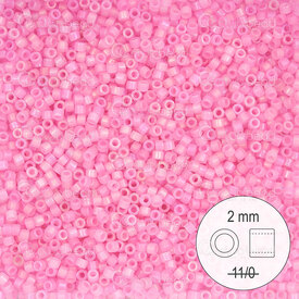 1101-9073 - Glass Delica Seed Bead Stellaris 2mm Matte Transparent Pink AB 22gr 1101-9073,stellaris mat,montreal, quebec, canada, beads, wholesale