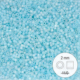 1101-9075 - Glass Delica Seed Bead Stellaris 2mm Matte Transparent Sky Blue AB 22gr 1101-9075,stellaris mat,montreal, quebec, canada, beads, wholesale