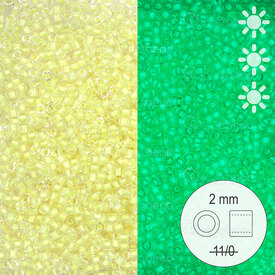 1101-9091 - Delica de Verre Perle de Rocaille 2mm Stellaris Luminous Jaune Pale 22gr 1101-9091,Tissage,Perles de rocaille,montreal, quebec, canada, beads, wholesale