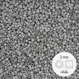 1101-9915 - Glass Delica Seed Bead Stellaris 2mm Matte Opaque Grey 22gr 1101-9915,montreal, quebec, canada, beads, wholesale