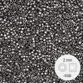 1101-9931 - Glass Delica Seed Bead Stellaris 2mm Metallic Steel 22gr 1101-9931,montreal, quebec, canada, beads, wholesale