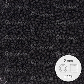 1101-9933 - Glass Delica Seed Bead Stellaris 2mm Matte Opaque Black 22gr 1101-9933,Weaving,Seed beads,Stellaris Delica,montreal, quebec, canada, beads, wholesale