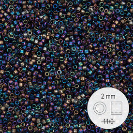 1101-9937 - Delica de Verre Perle de Rocaille 2mm Stellaris Bleu Metallique Irise 22gr 1101-9937,montreal, quebec, canada, beads, wholesale