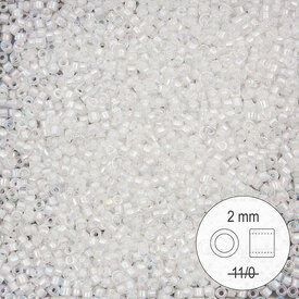 1101-9939 - Delica de Verre Perle de Rocaille 2mm Stellaris Cristal Centre Blanc AB 22gr 1101-9939,cristal stellaris,montreal, quebec, canada, beads, wholesale