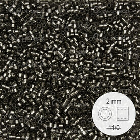 1101-9965 - Glass Delica Seed Bead Stellaris 2mm Charcoal Silver Lined 22gr 1101-9965,Beads,Seed beads,char,montreal, quebec, canada, beads, wholesale