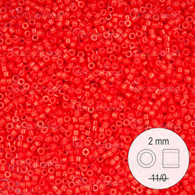 1101-9985 - Glass Delica Seed Bead Stellaris 2mm Opaque Coral Red 22gr 1101-9985,stellaris,montreal, quebec, canada, beads, wholesale