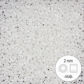 1101-9989 - Glass Delica Seed Bead Stellaris 2mm Opaque Luster White 22gr 1101-9989,Glass opaque beads,montreal, quebec, canada, beads, wholesale