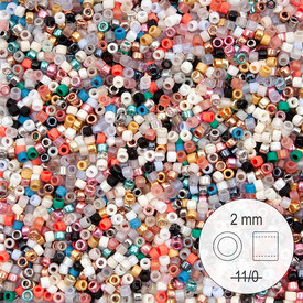 1101-9999-MIX - Delica de Verre Perle de Rocaille 2mm Stellaris Couleur Assortie 22gr 1101-9999-MIX,perle assorties,montreal, quebec, canada, beads, wholesale