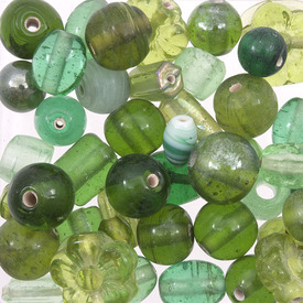 *1102-0029-09 - Glass Bead Assortment Green 1 Box India *1102-0029-09,Beads,Glass,Others,montreal, quebec, canada, beads, wholesale